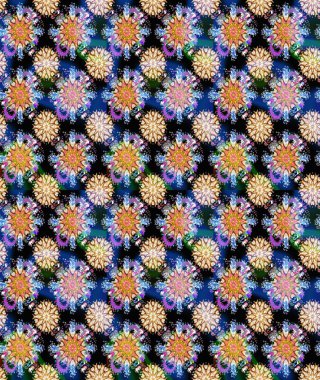 Mavi renkli çiçekler. Raster illüstrasyonunda çiçek deseni çizimi.