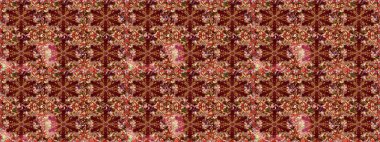 Davetiyeler, kartlar, web sayfası için Raster illüstrasyon. Kahverengi renklerde altın element. Çizgi sanatı tasarım şablonu için kusursuz sınır. Altın desenli çiçek dekoru. Doğu tarzı ögesi.