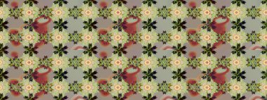 Çiçekli çiçek deseni, suluboya. Tarafsız renklerde çiçekler. Renkli Bahar Teması eskiz kalıbı. Düz Çiçek Elementleri Tasarımı. Raster illüstrasyonu.