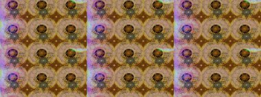 Üst manzara, yumuşak stil. Çiçek kompozisyonu, el boyası, hassas şablon. Sevgililer günü ve tebrik kartı konsepti için şık bir davetiye. Kahverengi renkte manzaralı çiçek deseni.