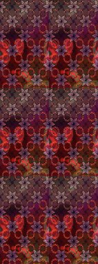 Çiçekli karalama şeklinde Raster çiçek deseni. Nazik, narin çiçek arkaplanı. Kahverengi ve mor renkte çiçekler.