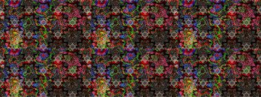 Çiçek. Raster illüstrasyonu. Taslak dekoratif arka plan, çiçek mandala. Siyah renklerde.