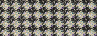 Gri renkli etnik çiçekli zarif eskiz deseni. Raster Çiçek İllüstrasyonu güzel tekstil..