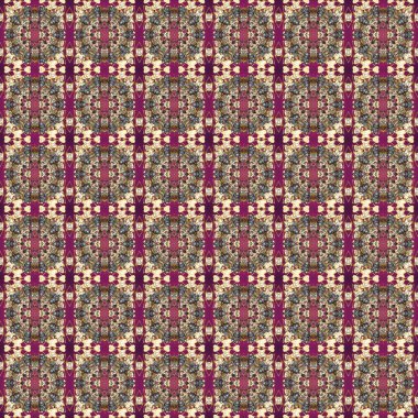 Kusursuz desenli altın elementler. Gri, mor ve bej renklerin kraliyet retro 'su. Klasik çiçek dokusu. Kart, duvar kağıdı, ambalaj ve tekstil için klasik tasarım. Raster illüstrasyonu. Altın şablon.