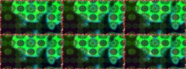 Düz Çiçek Elementleri Tasarımı. Raster illüstrasyonu. Renkli Bahar Temalı Kusursuz Arkaplan. Yeşil ve gri renkte zarif çiçekli suluboya.