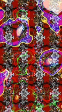 Renkli Yaz Temalı eskiz kalıbı. Güzel kumaş deseni. Düz Çiçek Elementleri Tasarımı. Raster illüstrasyonunda çiçek deseni çizimi.