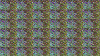 Renkli Bahar Temalı Kusursuz Arkaplan. Yeşil ve mavi renkte çiçekler. Raster illüstrasyonunda kusursuz çiçek deseni. Düz Çiçek Elementleri Tasarımı.