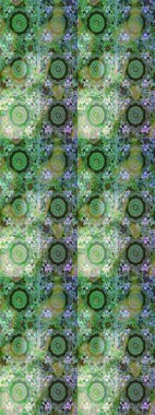 Raster illüstrasyonu. Süslü dekorasyon. Damask altın soyut çiçek yeşil renklerde pürüzsüz desen.