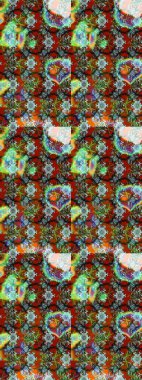 El çizimi çiçekli soyut çizim kalıbı. Raster illüstrasyonu. Kahverengi, yeşil ve nötr renkte çiçekler.