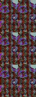 Çiçekler kırmızı, kahverengi ve gri renklerde. Düz Çiçek Elementleri Tasarımı. Renkli Bahar Teması eskiz kalıbı. Sevimli çiçek raster deseni.