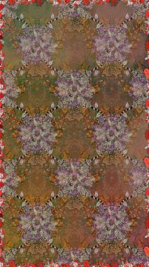 Düz çiçek öğeleri tasarım. Raster çizimde sorunsuz çiçek desenli. Bahar Tema Dikişsiz desen arka plan rengi. Fantezi kumaş deseni.