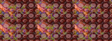 Renkli Bahar Teması eskiz kalıbı. Düz Çiçek Elementleri Tasarımı. Güzel kumaş deseni. Raster illüstrasyonunda çiçek deseni çizimi.