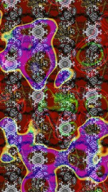 Süslü kumaş deseni. Raster deseni. Çiçekli çiçek deseni, suluboya..