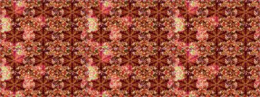 Davetiyeler, kartlar, web sayfası için Raster illüstrasyon. Çizgi sanatı tasarım şablonu için kusursuz sınır. Altın desenli çiçek dekoru. Doğu tarzı element. Kırmızı renkte altın element.