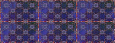 Abstract seamless pattern on violet and blue colors with bright flowers. Elegant raster texture with floral elements. Cute floral pattern in the small flower.