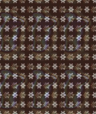 Raster illüstrasyonu. Kumaş, tekstil, duvar kağıdı baskısı için. Eski usul. Renkli desenli eskiz deseni, kahverengi çiçekler ve dekoratif elementlerle. Taslak arkaplan.