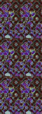 Raster illüstrasyonu. Mavi ve kahverengi renkte çiçekler. Tropikal çizim çiçek deseni.