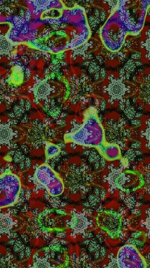 Raster suluboya çiçek deseni, narin çiçekler, yeşil ve kahverengi çiçekler, tebrik kartı şablonu. Güzel kumaş deseni.