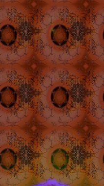 Kahverengi ve kırmızı renkte çiçekler. Raster illüstrasyonunda çiçek deseni çizimi.