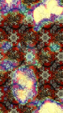 Renkli çiçek desenli çizim. Suluboya tarzında renkler üzerine çiçekler.