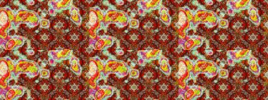 Raster deseni. Bahar çiçekleriyle desen dalla, kahverengi renklerle çiçek siluetiyle.