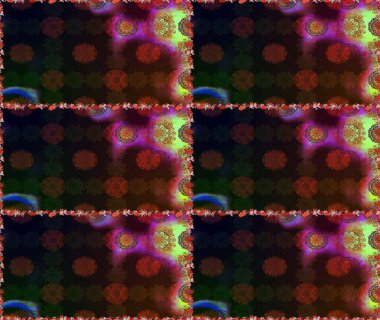 Raster illüstrasyonu. Kahverengi ve gri renklerde. Çiçekli güzel suluboya desen.