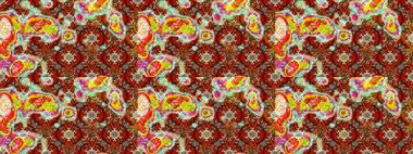 Raster deseni. Bahar çiçekleriyle desen dalla, kahverengi renklerle çiçek siluetiyle.