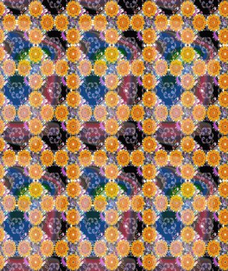 Küçük çiçekli yay deseni çiz. Raster illüstrasyonu. Suluboya stilinde sarı renkler üzerine.