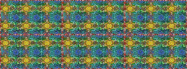 Mavi ve yeşil renkli çiçekler. Çiçekli karalama şeklinde Raster çiçek deseni. Nazik, sevimli çiçek arkaplanı..