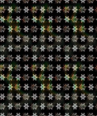 Siyah renklerde. Raster illüstrasyonu. Siyah renkte siyah papatya deseni.