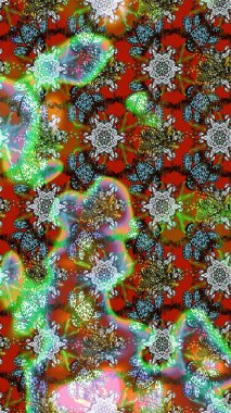 Taslak dekoratif arka plan, çiçek mandala. Raster illüstrasyonu. Kahverengi ve yeşil renklerde. Çiçek..