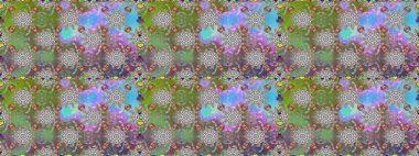 Raster Modaya uygun kumaş deseni. Gri ve yeşil renkli şirin çiçek desenleri. Düz Çiçek Elementleri Tasarımı. Renkli Bahar Teması Kusursuz Arkaplan.