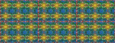 Repeating floral backdrop, Elegant green and blue flowers wallpaper. Flower pattern seamless on green and blue colors, hand-drawn chamomiles, daisies.