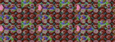 Küçük çiçekteki sevimli çiçek deseni. Raster deseni. Kahverengi ve yeşil renklerde yaz çiçekleri. Raster illüstrasyonu.