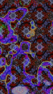 Kahverengi ve mor renkli çiçekler. Raster düz çiçek çizim deseni. Tasarım hediye paketi, tebrik kartları, posterler ve afiş tasarımı.