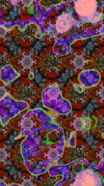 Renkli Bahar Teması eskiz kalıbı. Raster. Düz Çiçek Elementleri Tasarımı.