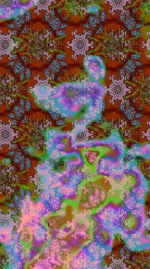 Motley illüstrasyonu. Çiçekli bahar çiçekleri. Küçük çiçekte güzel bir desen. Küçük renkli çiçekler. Moda baskıları için zarif bir şablon. Çizim.