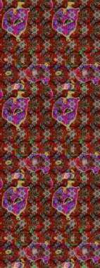 Raster düz çiçek çizim deseni. Hediye ambalaj kağıdı, tebrik kartları, posterler ve pankart tasarımı. Kahverengi ve kırmızı renkte çiçekler.