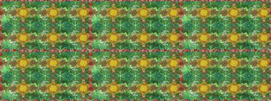 Kumaş desenli papatya çiçeği detayı. Yeşil renkte çiçekler.