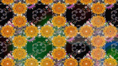 Şirin çiçekler. Raster Moda kumaş deseni. Çizgi çizimi deseni.