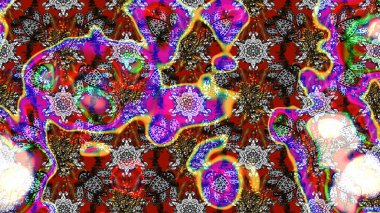 Düz Çiçek Elementleri Tasarımı. Süslü kumaş deseni. Renkli Bahar Teması eskiz kalıbı. Raster illüstrasyonunda çiçek deseni çizimi.