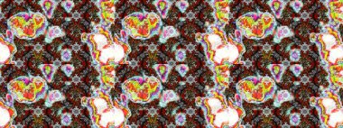 Renkli güzel çiçekli eskiz deseni, suluboya çiçek deseni, duvar kağıdı, kart ya da kumaş için fayanslı. Raster..