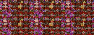 Suluboya çiçekli çiçek deseni. Renkli tekstil tarzında. Raster illüstrasyonu.