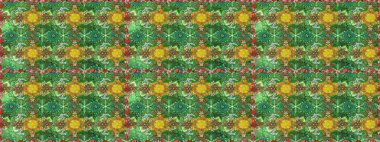 Kumaş desenli papatya çiçeği detayı. Yeşil renkte çiçekler.