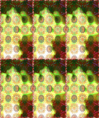 Çiçek süsü ile kusursuz desen. Yeşil renkli çiçekler. Raster illüstrasyonu.