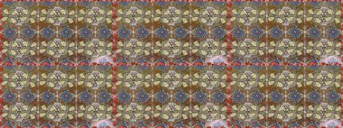 Raster Çiçek İllüstrasyonu güzel tekstil. Kahverengi ve nötr renklerde etnik çiçeklerle kusursuz bir desen..