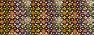 Raster düz çiçek çizim deseni. Hediye ambalaj kağıdı, tebrik kartları, posterler ve pankart tasarımı. Kahverengi renkte çiçekler.