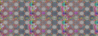 Raster Illustrasyon 'da moda olmayan çiçek deseni. Renkli Yaz Temalı Kusursuz Arkaplan. Gri ve nötr renkte çiçekler. Düz Çiçek Elementleri Tasarımı.