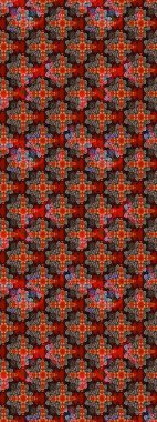 Millefleur 'lar. Tekstil, kumaş, kapaklar, duvar kağıtları, baskı, naylon, koleksiyon defteri, örgü, dekupaj için güzel bir eskiz. Küçük kırmızı ve kahverengi renkte güzel bir besin torbası deseni, çiçekler..