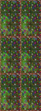 Çiçekler. Vadinin yeşil ve gri renkli çiçekleri. Soyut etnik raster pürüzsüz desen.